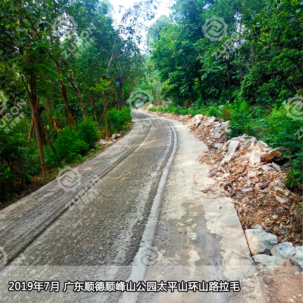 2019年7月廣東順德順?lè)迳焦珗@登山道水泥路面銑刨拉毛